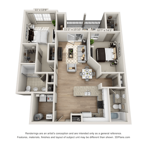 2 bed 2 bath C at Henley at Mirror Lake Apartments, Villa Rica